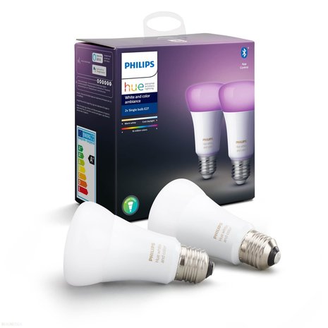 Philips Hue lampen White Color E27 (2-pack) - Smarthomesystems.be